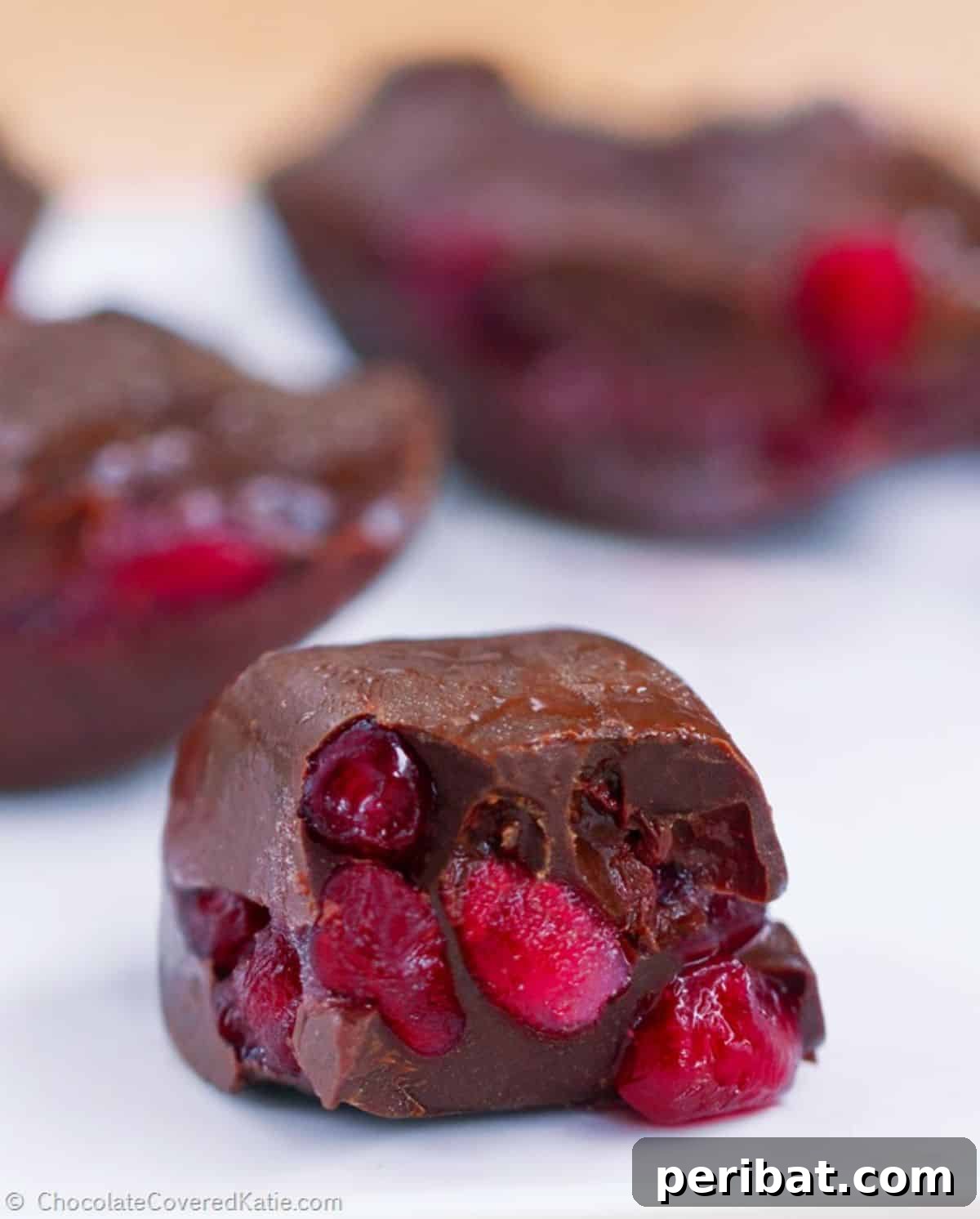 25 Delicious DIY Chocolate Kit Projects 19 Vibrant healthy homemade chocolate candies adorned with pomegranate seeds.