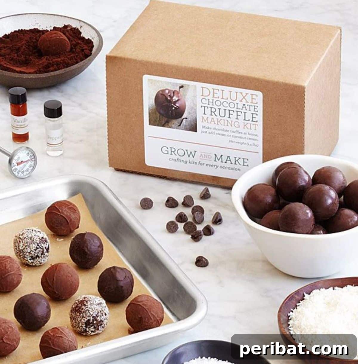 25 Delicious DIY Chocolate Kit Projects 6 A deluxe chocolate truffle making kit with various ingredients and tools for crafting gourmet truffles.