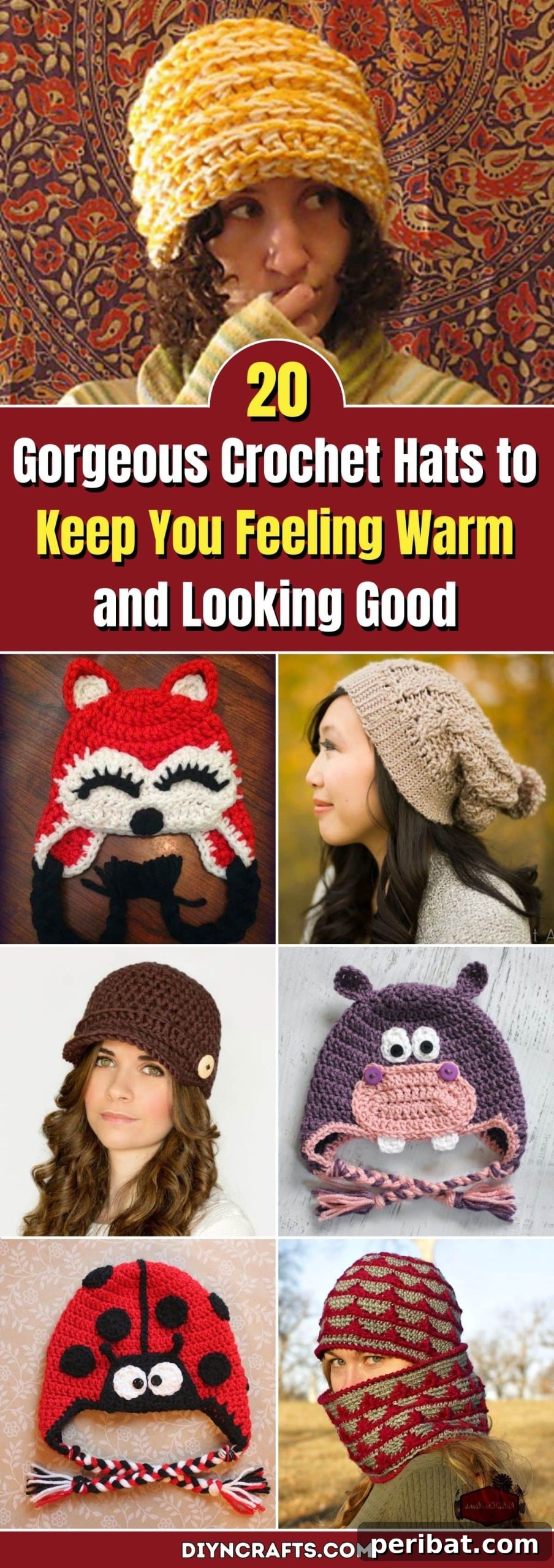 20 Gorgeous Crochet Hats to keep You Feeling Warm and Looking Good pinterest image