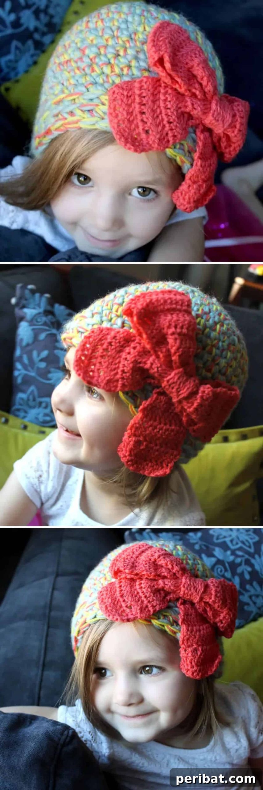 Multi-Strand Bow Hat cute crochet pattern