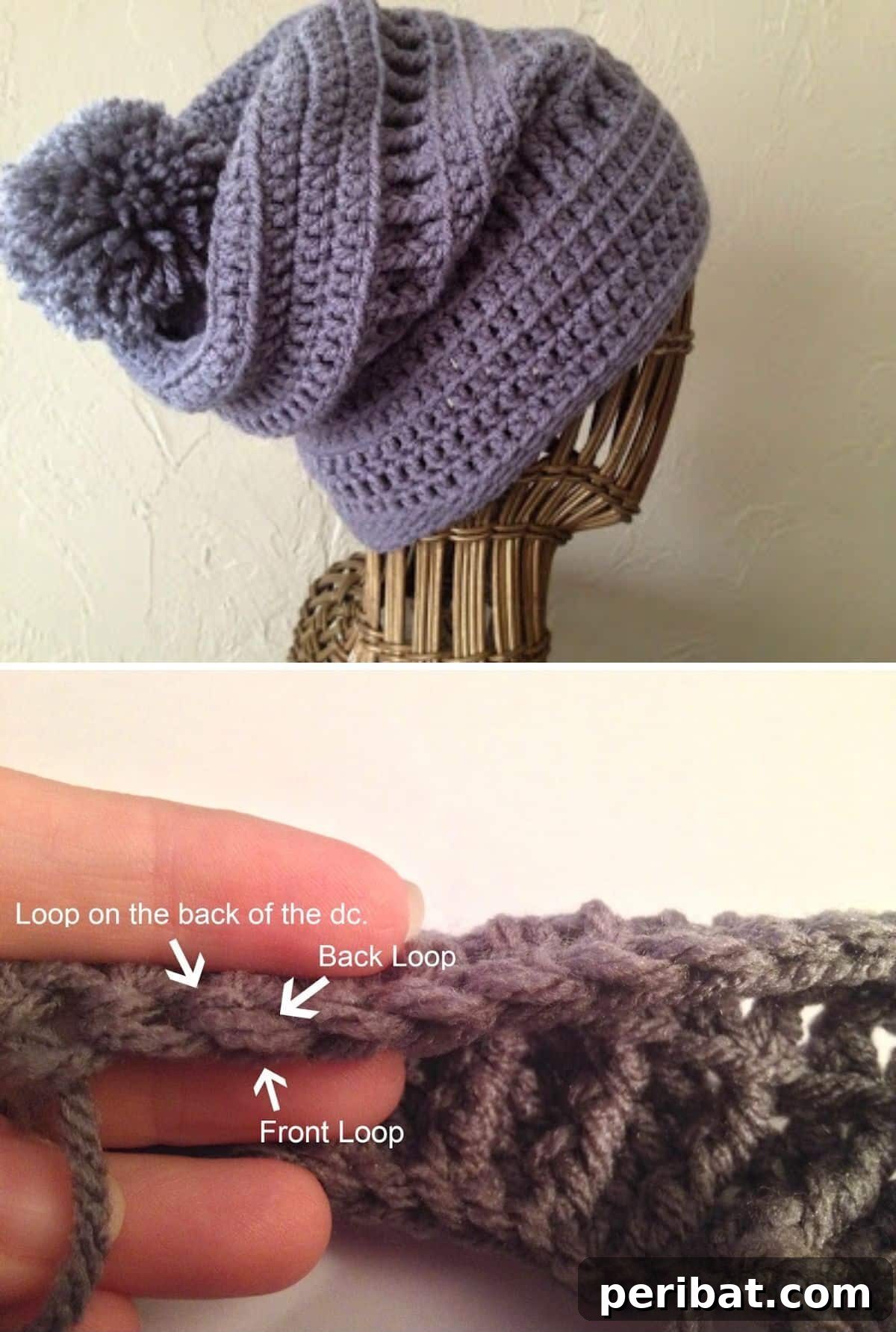 Textured Slouchy Beanie with pom pom