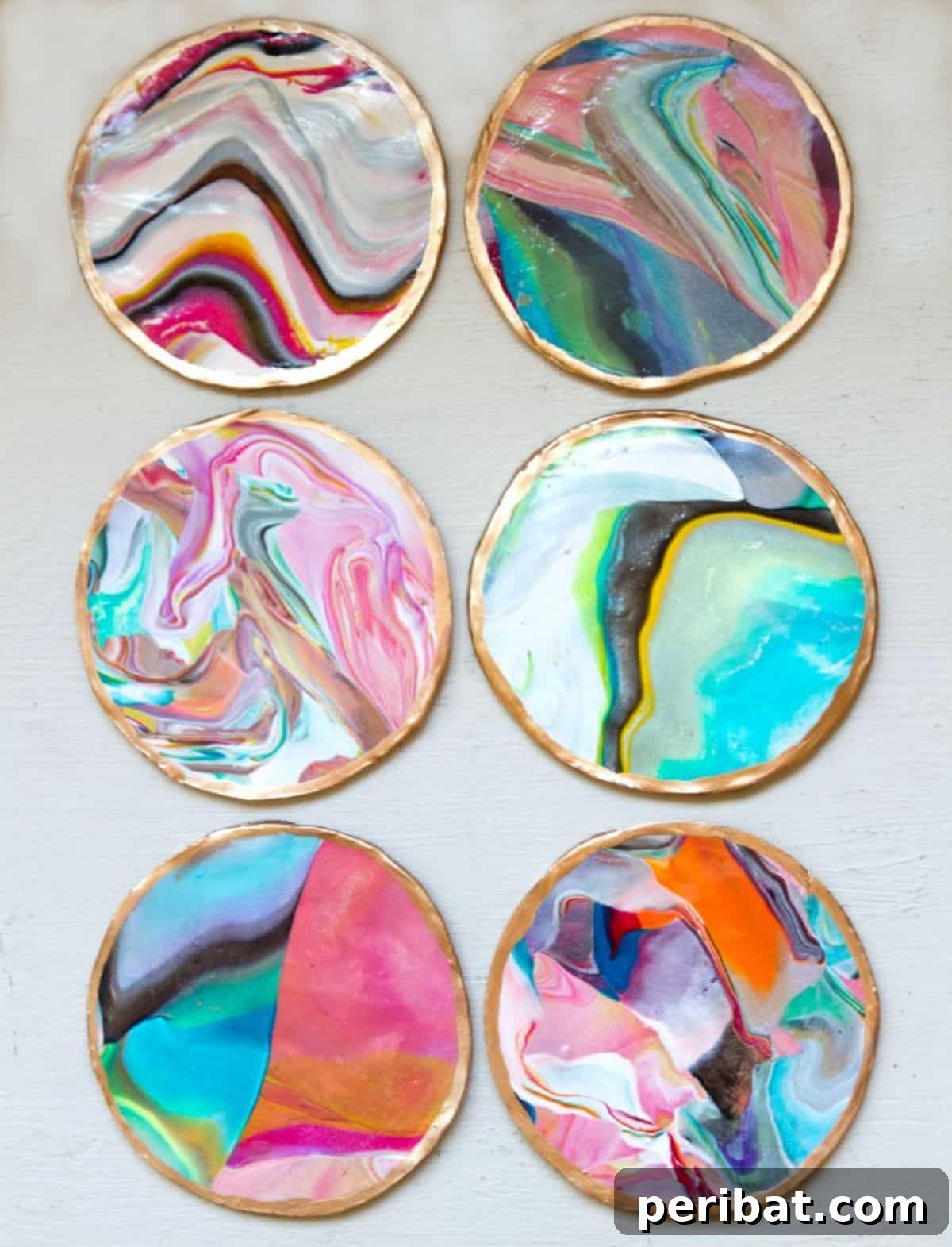 50 Ingenious DIY Coaster Creations 3 Marble & Gold Trim Coaster DIY