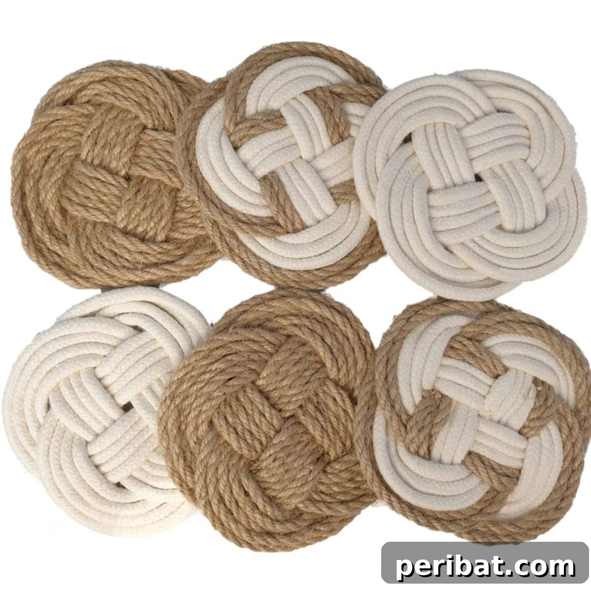 50 Ingenious DIY Coaster Creations 21 Braided Original Cotton Rope Coasters
