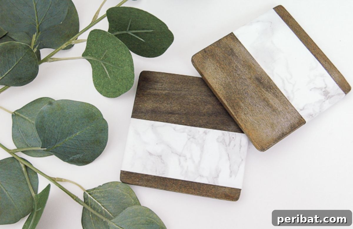 50 Ingenious DIY Coaster Creations 23 DIY Wood and Faux Marble Coasters