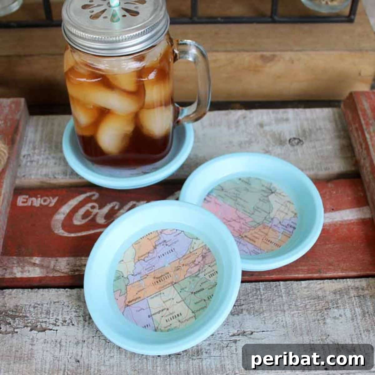 50 Ingenious DIY Coaster Creations 24 DIY Map Coasters From Terra Cotta Saucers