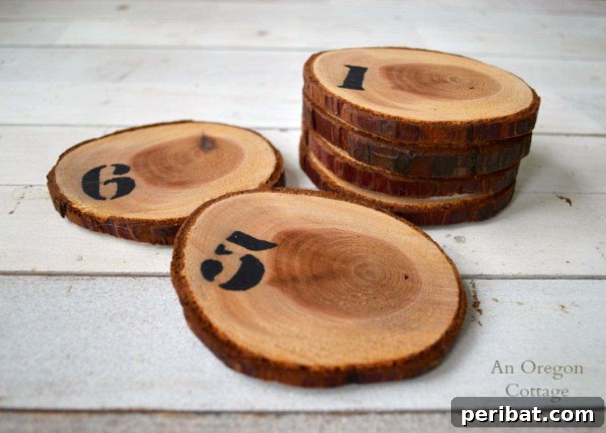 50 Ingenious DIY Coaster Creations 25 DIY Numbered Wood Slice Coasters