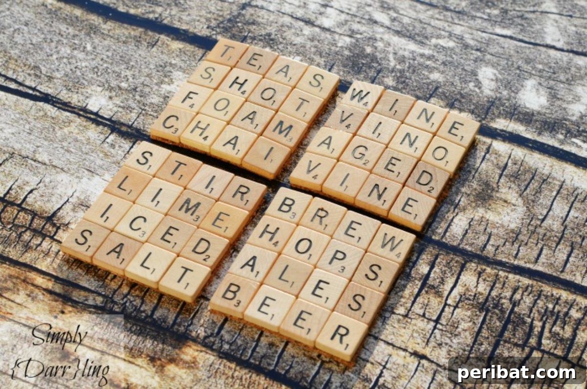 50 Ingenious DIY Coaster Creations 28 DIY Scrabble Tile Coasters