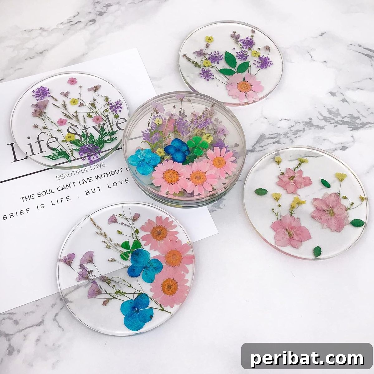 50 Ingenious DIY Coaster Creations 49 Floral Resin Coaster