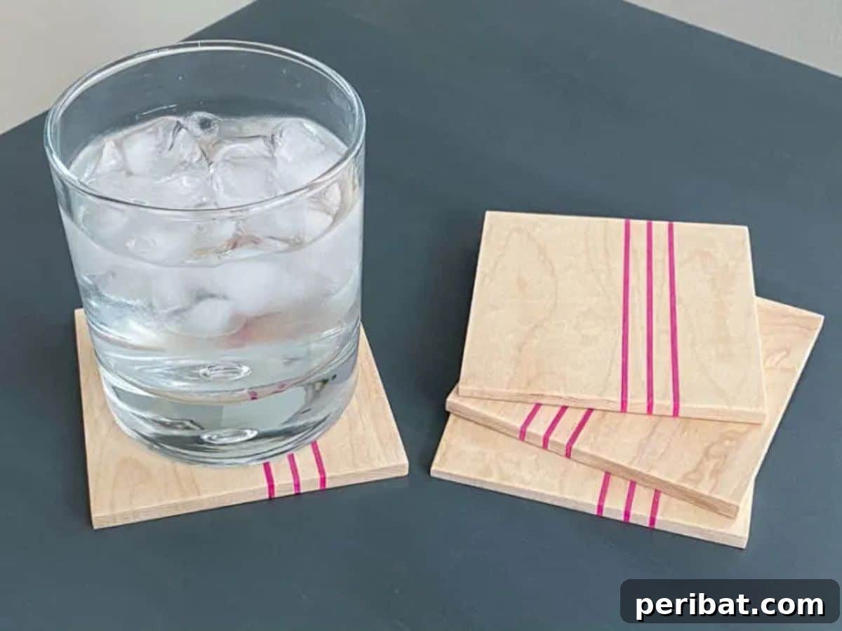 50 Ingenious DIY Coaster Creations 8 DIY Wood Coasters with Dyed Veneer Stripes