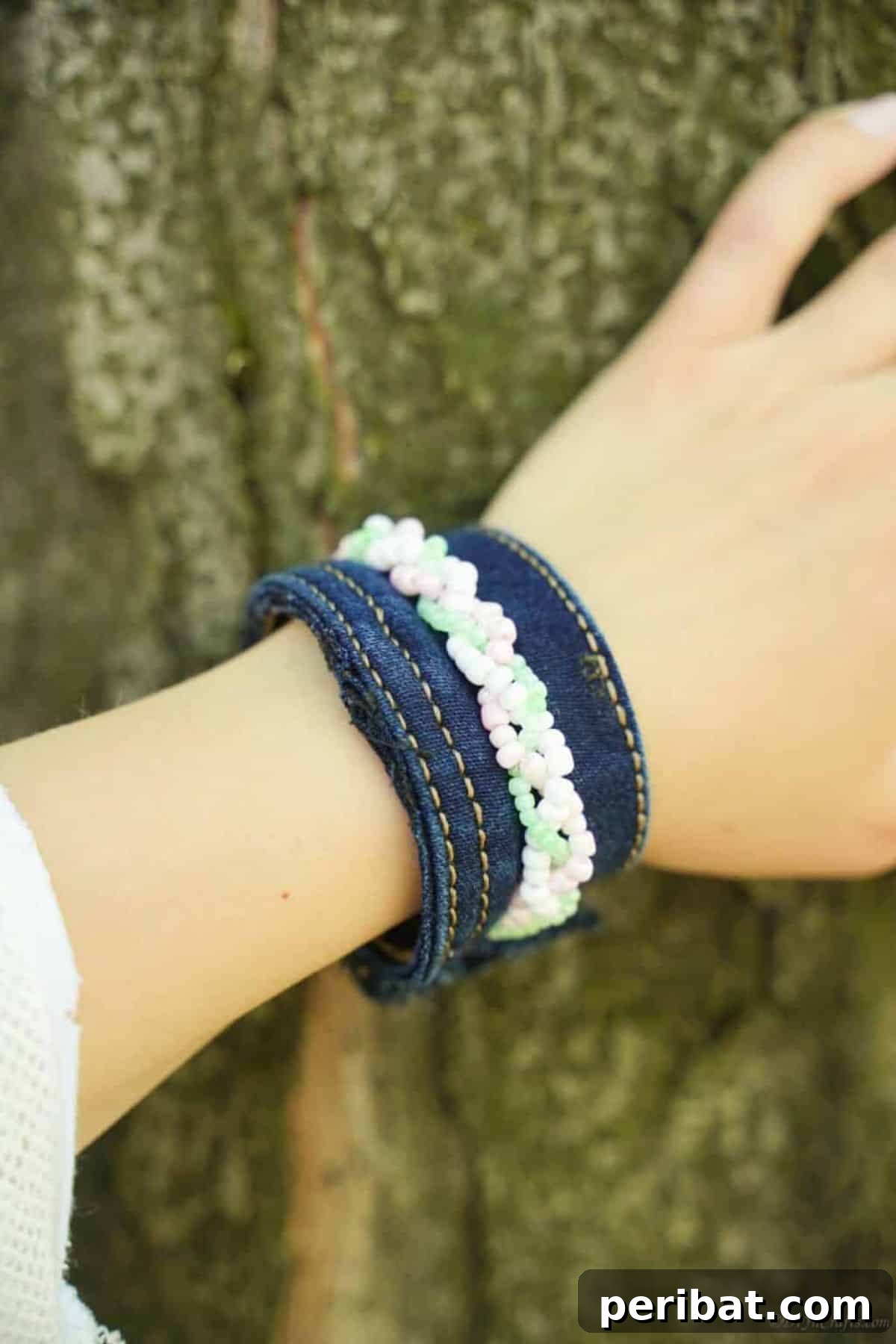 DIY Upcycled Denim Cuff Wristband