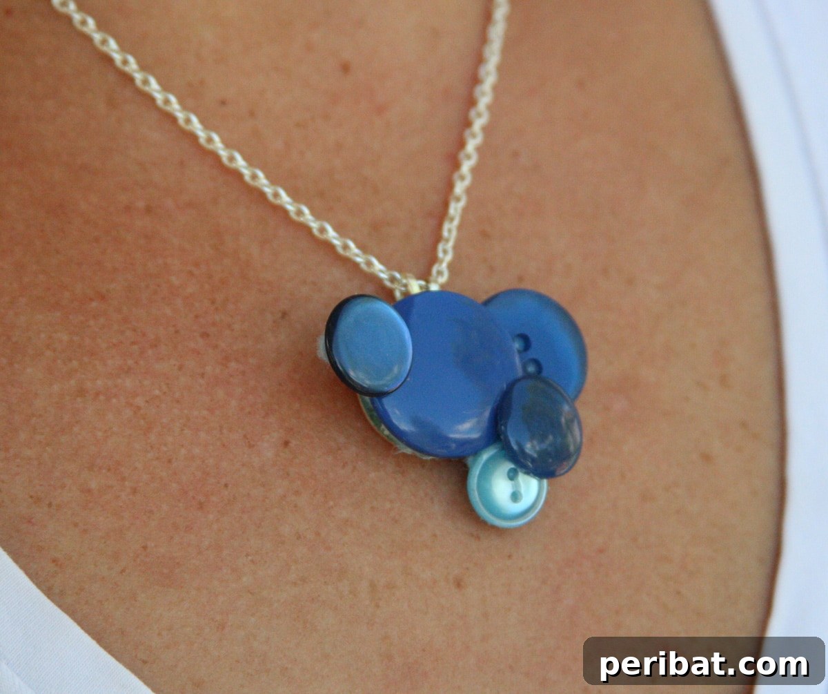 52 Inspiring DIY Necklace Ideas and Kits for Stunning Handmade Jewelry 32 charming little button pendant necklace worn around the neck