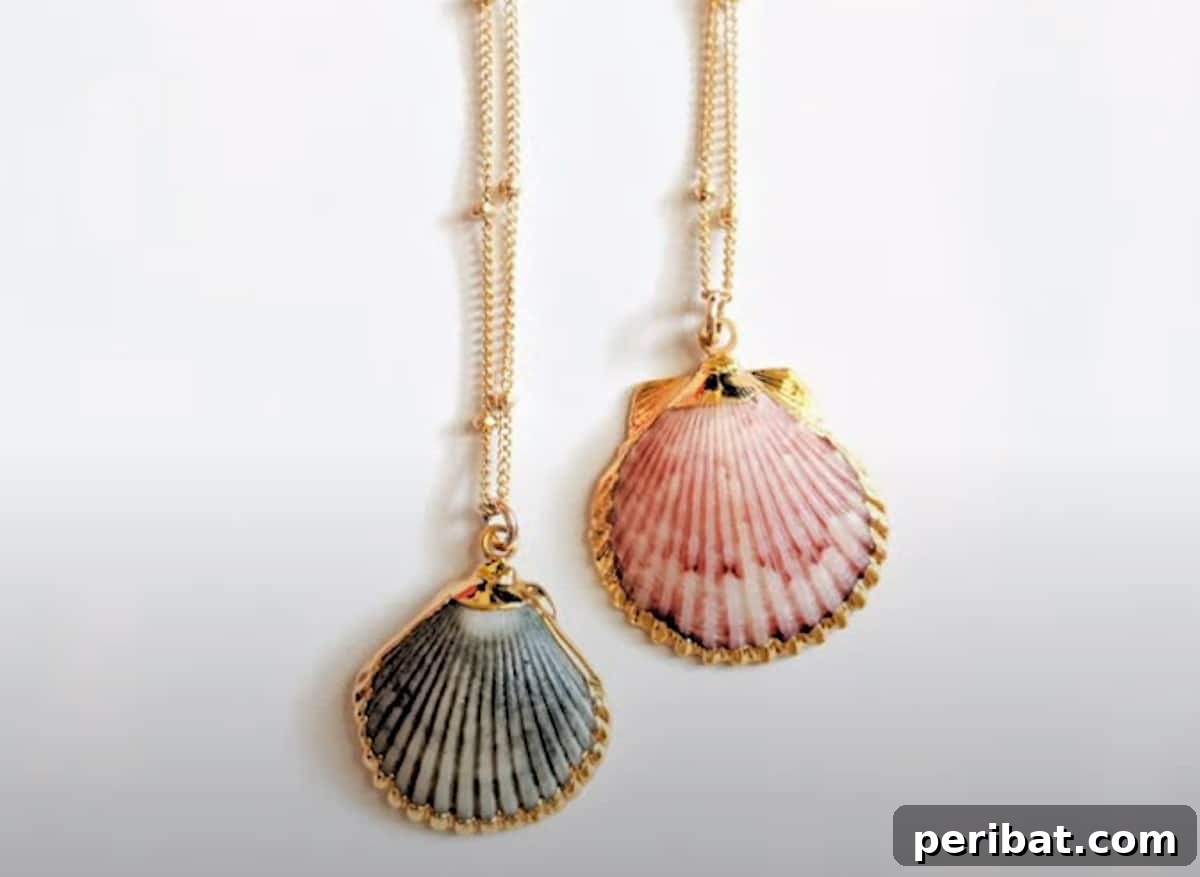52 Inspiring DIY Necklace Ideas and Kits for Stunning Handmade Jewelry 39 two charming seashell necklaces, perfect for beach lovers
