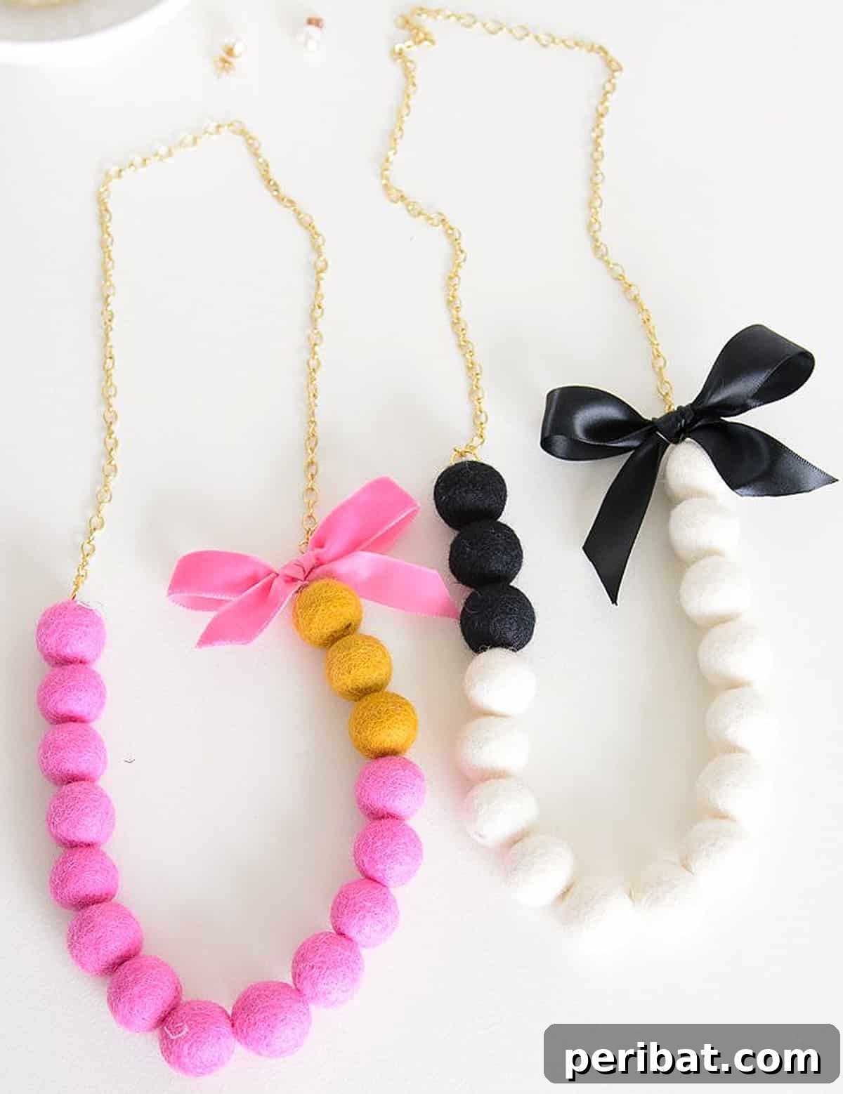 52 Inspiring DIY Necklace Ideas and Kits for Stunning Handmade Jewelry 45 two vibrant felt ball necklaces, playful and colorful