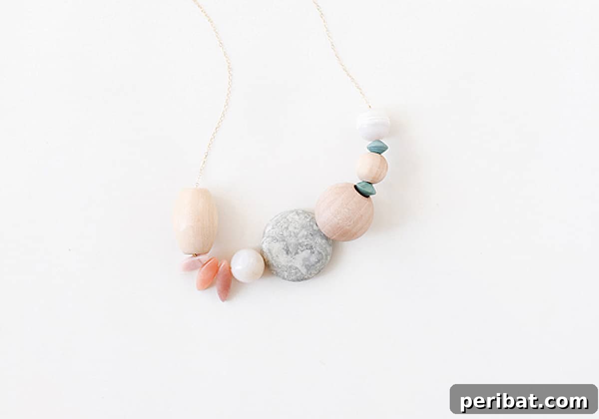 52 Inspiring DIY Necklace Ideas and Kits for Stunning Handmade Jewelry 52 modern asymmetrical necklace on a white table