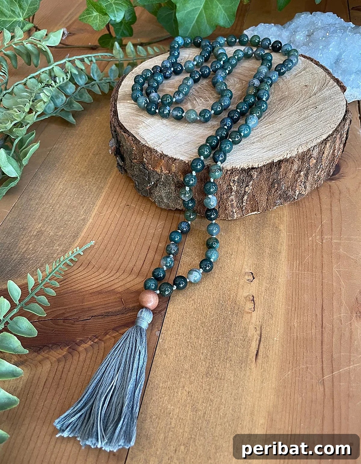 52 Inspiring DIY Necklace Ideas and Kits for Stunning Handmade Jewelry 7 mindful mala necklace kit on a piece of wood