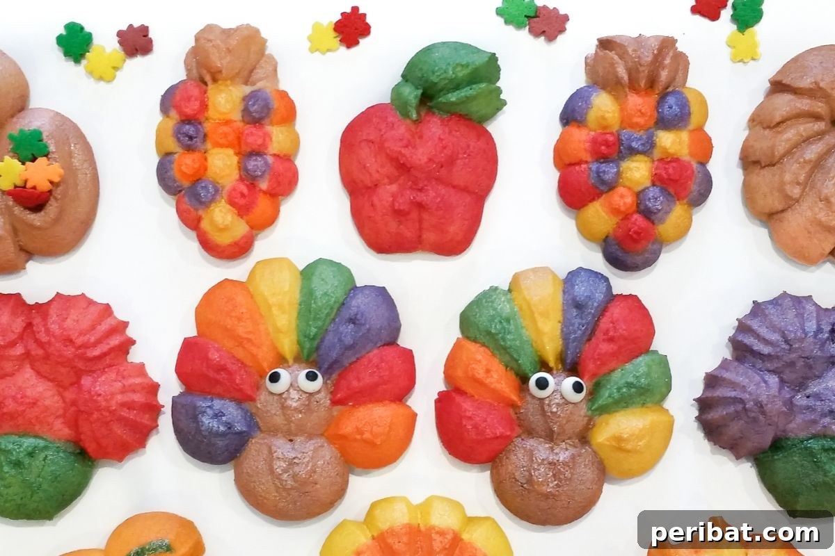 Bake 40 Amazing Thanksgiving Cookies Recipes & Decorating Tips 27 Easy, Fun to Decorate Thanksgiving Spritz Cookies!
