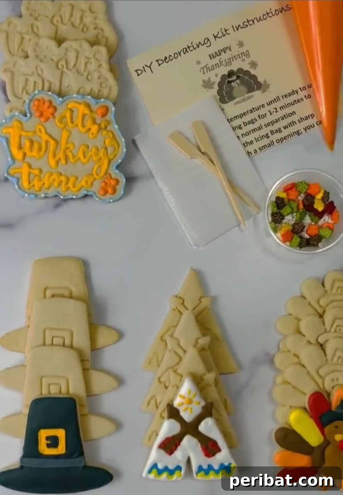 Bake 40 Amazing Thanksgiving Cookies Recipes & Decorating Tips 4 DIY Thanksgiving Cookie Kit (Large Cookies)