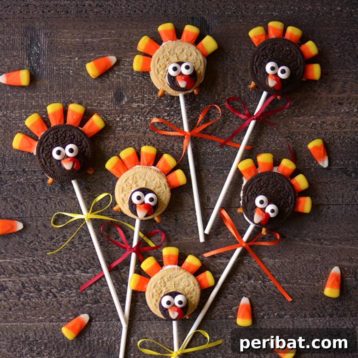 Bake 40 Amazing Thanksgiving Cookies Recipes & Decorating Tips 36 No Bake Turkey Cookie Pops for Thanksgiving