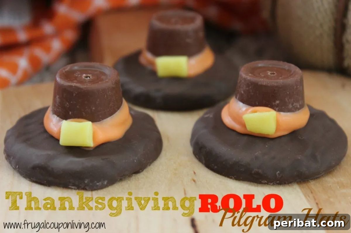 Bake 40 Amazing Thanksgiving Cookies Recipes & Decorating Tips 37 Rolo Pilgram Hat Cookie – Thanksgiving Food Craft