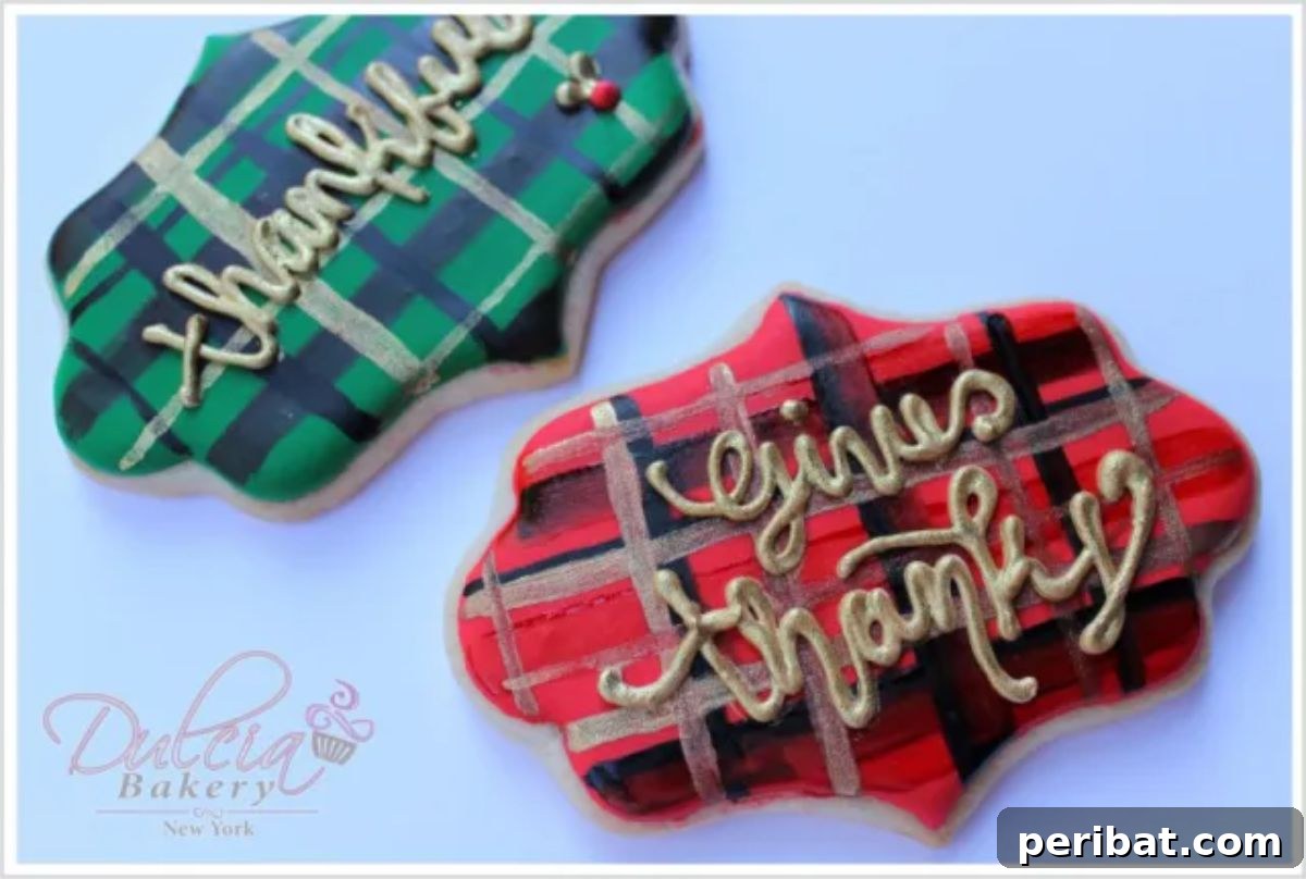 Bake 40 Amazing Thanksgiving Cookies Recipes & Decorating Tips 38 DIY Thanksgiving Plaid Cookies