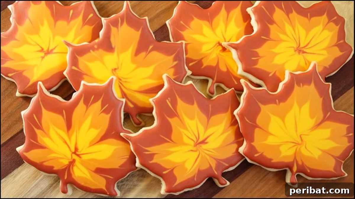Bake 40 Amazing Thanksgiving Cookies Recipes & Decorating Tips 7 Thanksgiving Cookies - Leaf Sugar Cookie Decoration