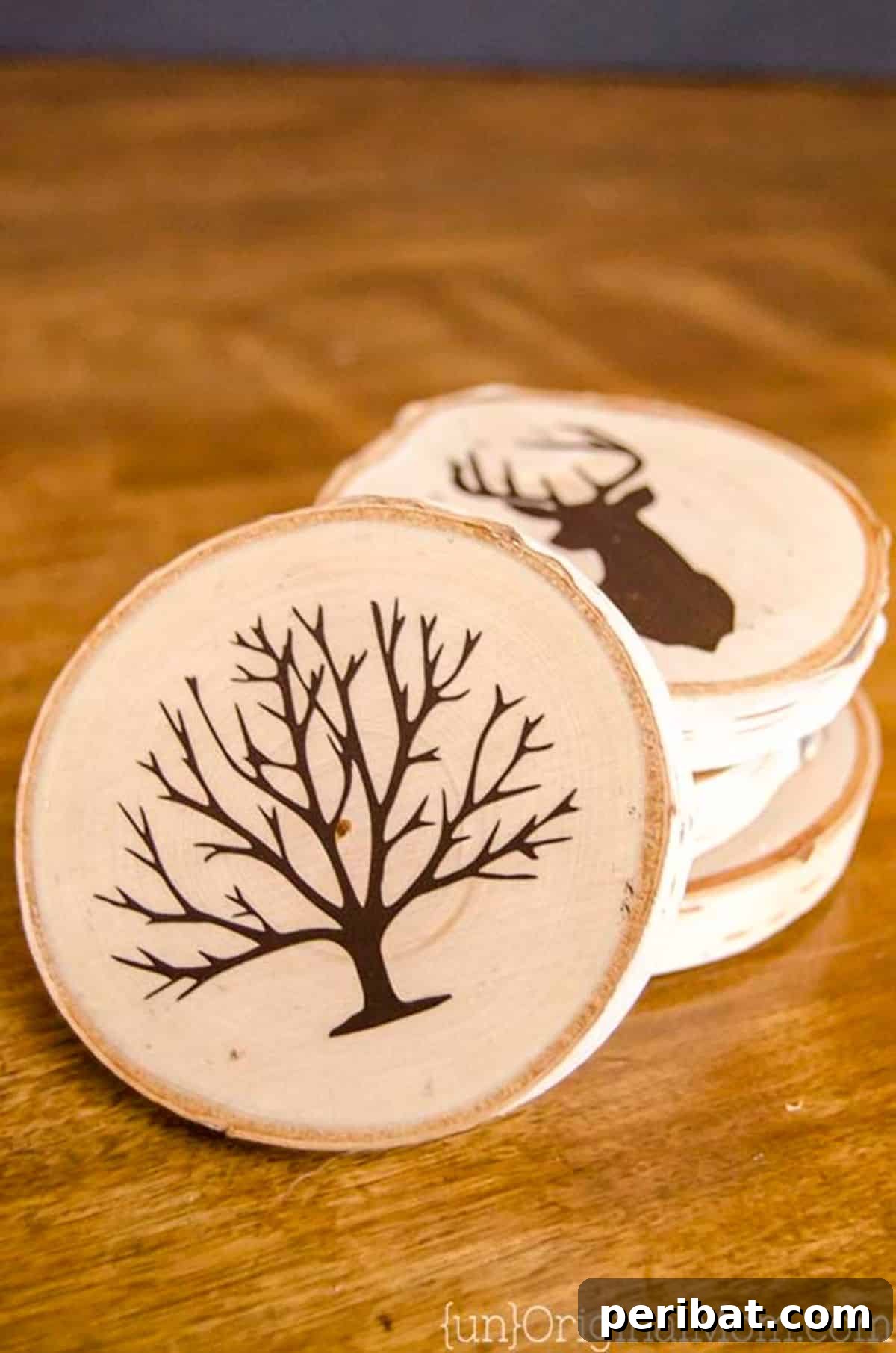 Crafting Love 45 DIY Gifts For Your Boyfriend 24 DIY Painted Wood Slice Coasters