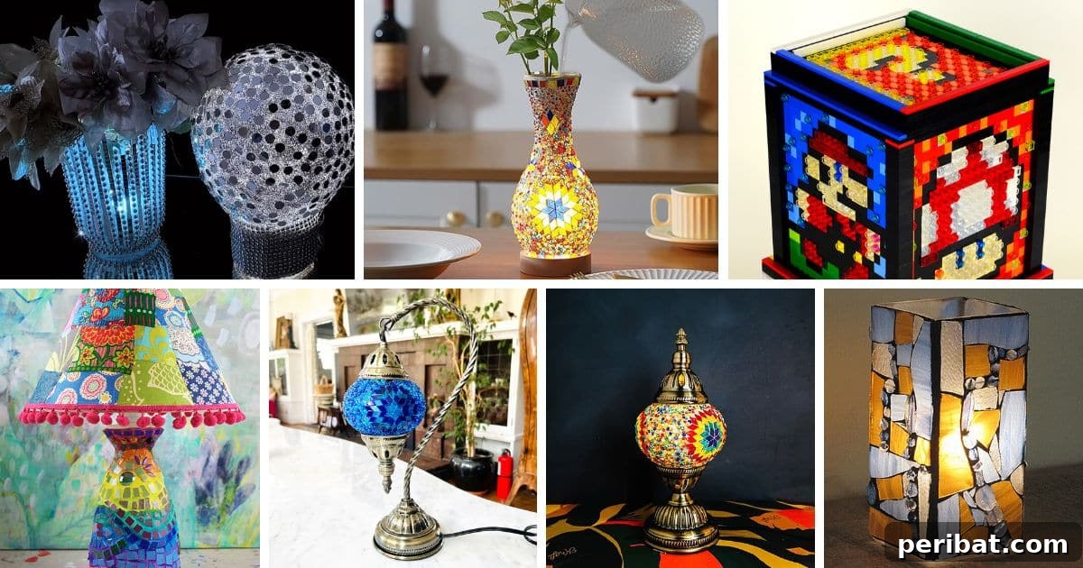 A vibrant display of 25 DIY mosaic lamp kits and ideas, perfect for home decor and crafting enthusiasts.