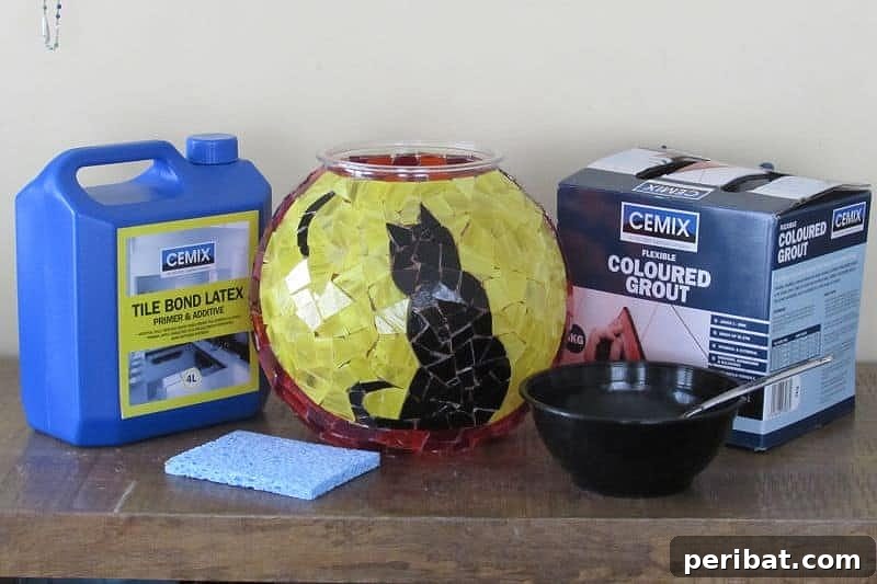 Lamp making materials for a mosaic jack o’ lantern, a fun and festive DIY project for creating unique Halloween decorations.
