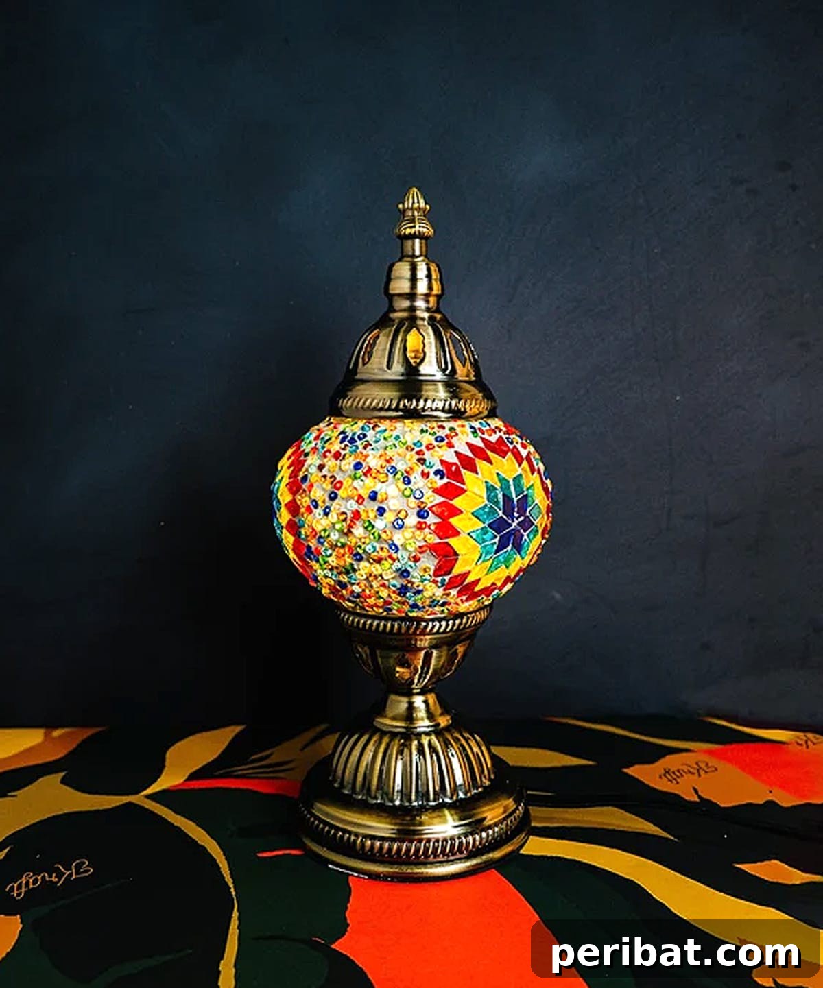 Colorful classic mosaic lamp, a perfect DIY project for beginners to add artistic flair to any nightstand.