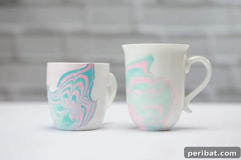 two marbled coffee cup