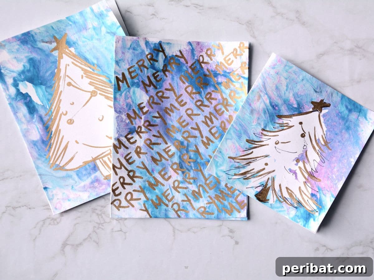 craft unique marbled art cards