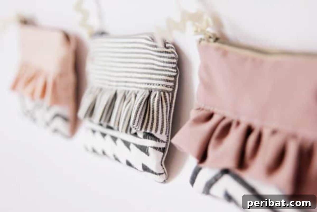 39 Adorable Handmade Gifts for Your Daughter 37 DIY Ruffle Zipper Pouch for Stylish Organization