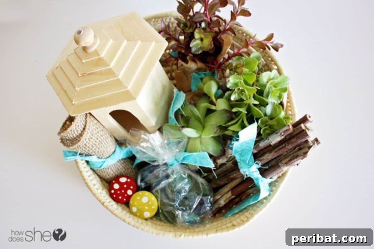 39 Adorable Handmade Gifts for Your Daughter 5 DIY Fairy Garden Gift Basket for Creative Play