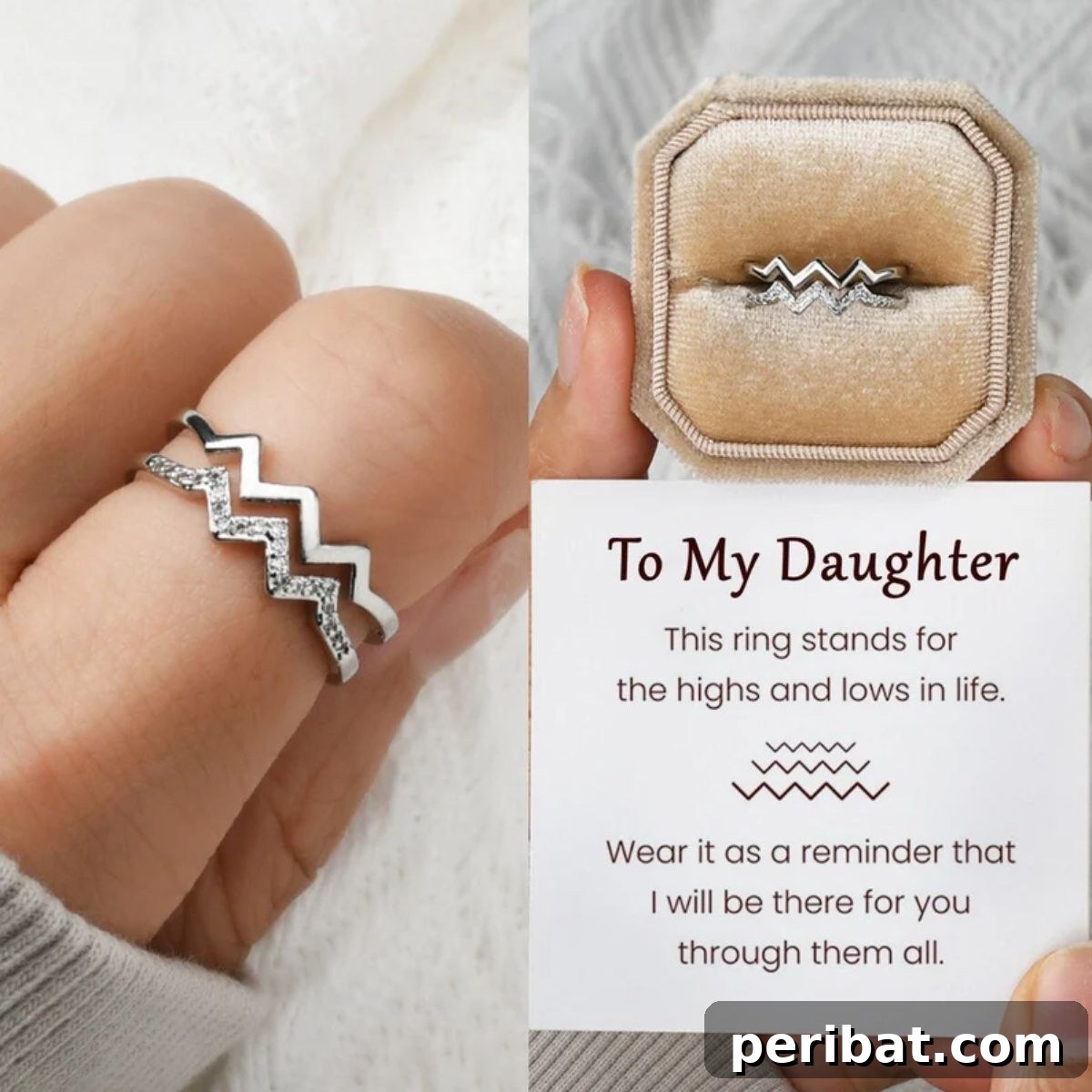 39 Adorable Handmade Gifts for Your Daughter 8 Highs and Lows Double Wave Ring - Symbol of Enduring Love