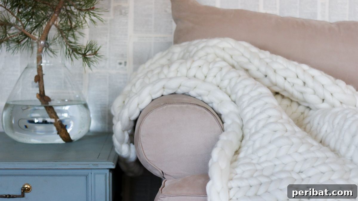 41 Loving Handmade Gifts for Your Wife 9 DIY Chunky Knit Throw Blanket for Cozy Nights