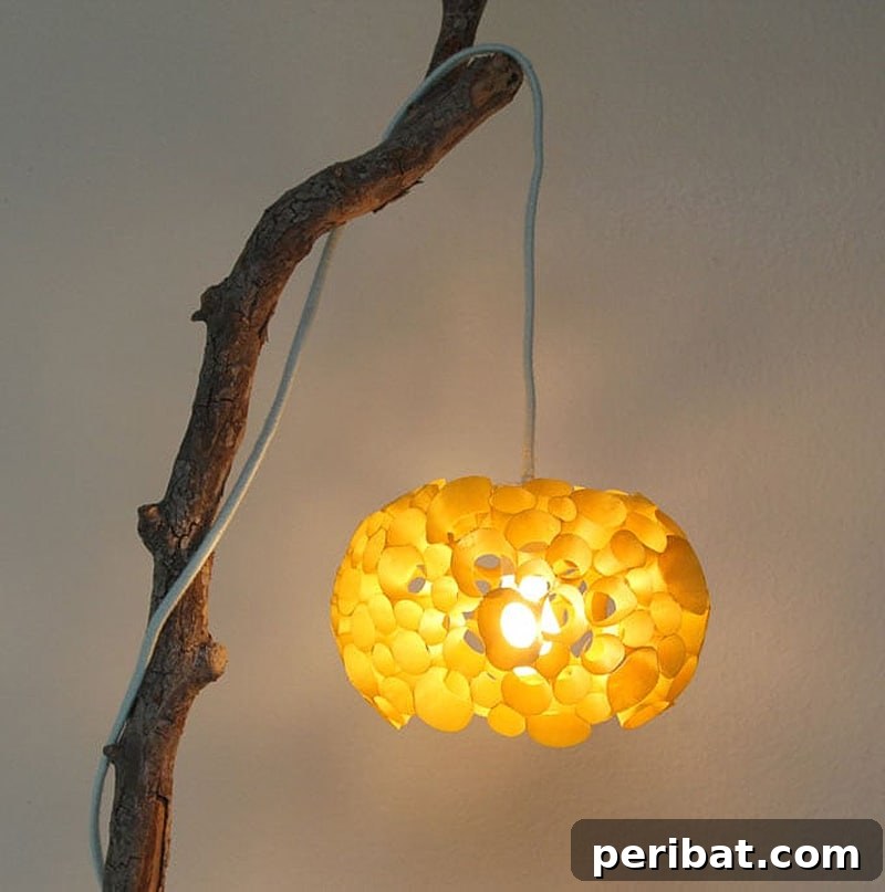 paper lamp hanging on tree branch