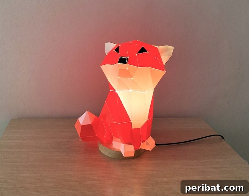 fox shaped lamp on table