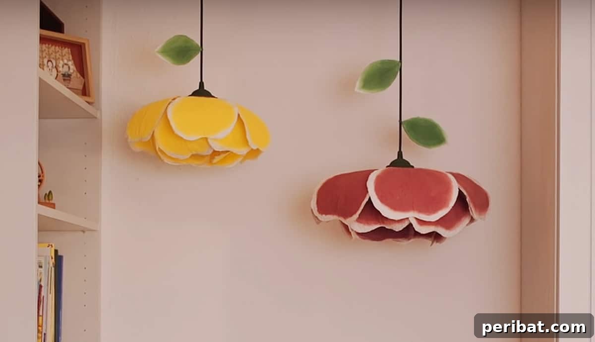 two washi paper flower lamps