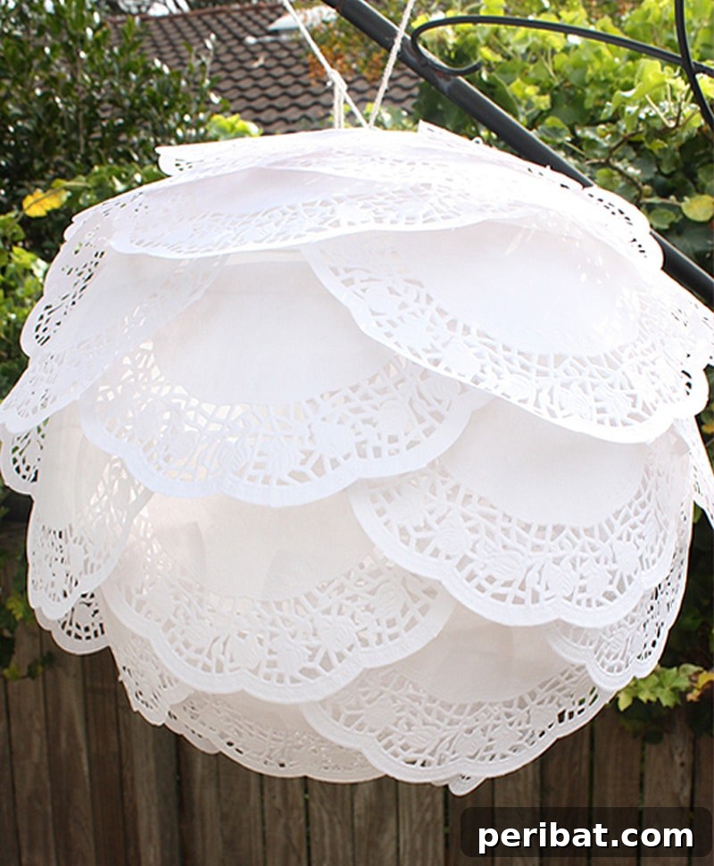 charming paper doily lanterns white