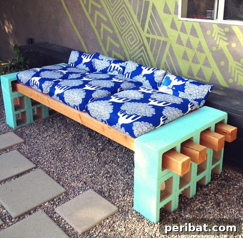 cinder block sofa frame