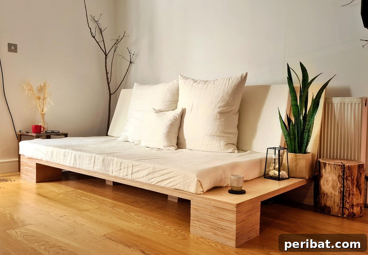 plywood lounge sofa in room