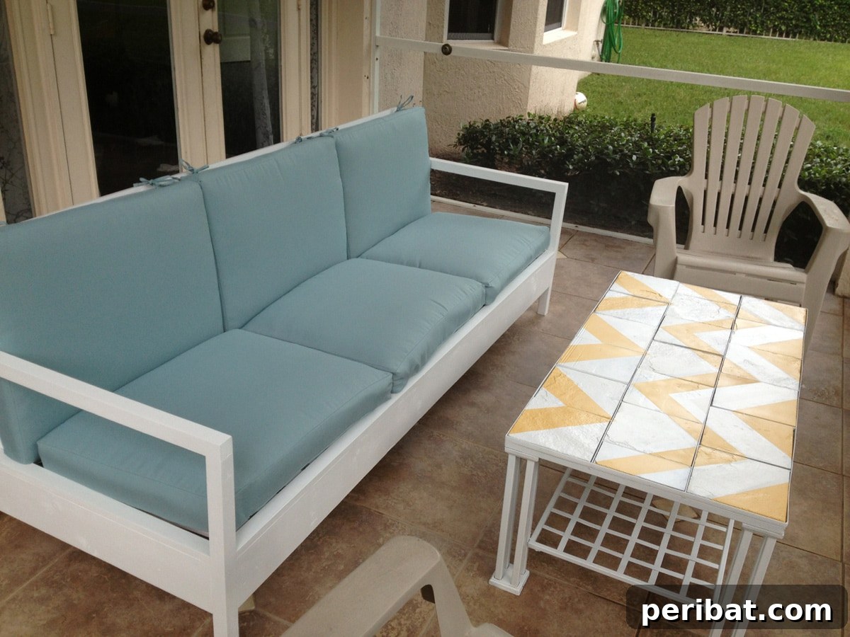 white patio sofa
