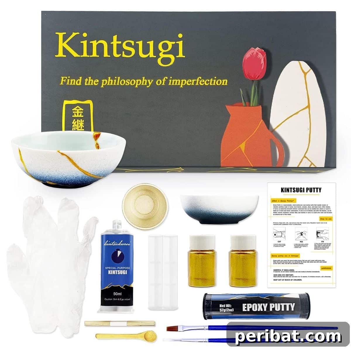 21 DIY Kintsugi Kits: Discover the Art of Golden Mending 8 Beginner's Kintsugi Repair Kit including a practice cup, perfect for learning ceramic mending without risk.