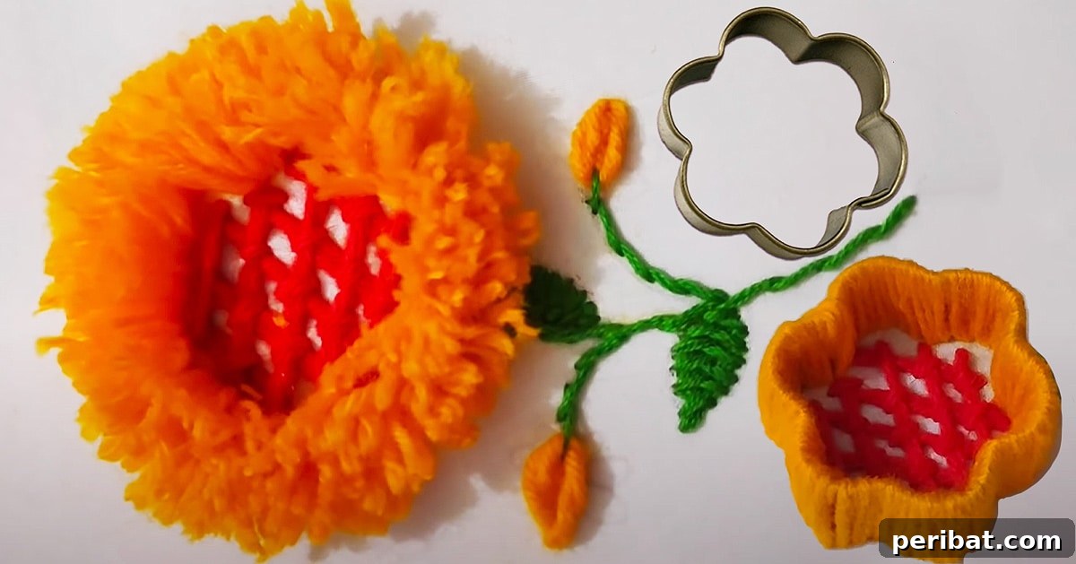 Creative DIY Floral Embroidery Ideas and Projects 19 Charming hand-embroidered orange flowers created using a cookie cutter for an easy and quick design