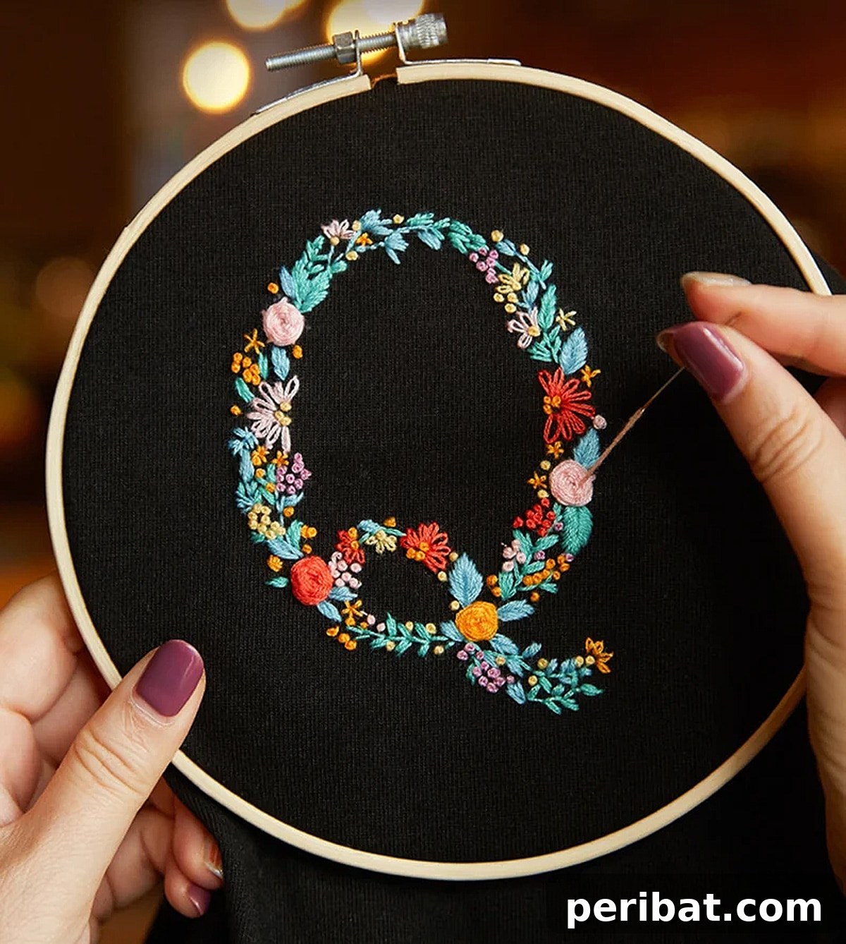 Creative DIY Floral Embroidery Ideas and Projects 10 Floral letter embroidery kit for beginners, showing embroidered flowers forming a letter, perfect for personalization
