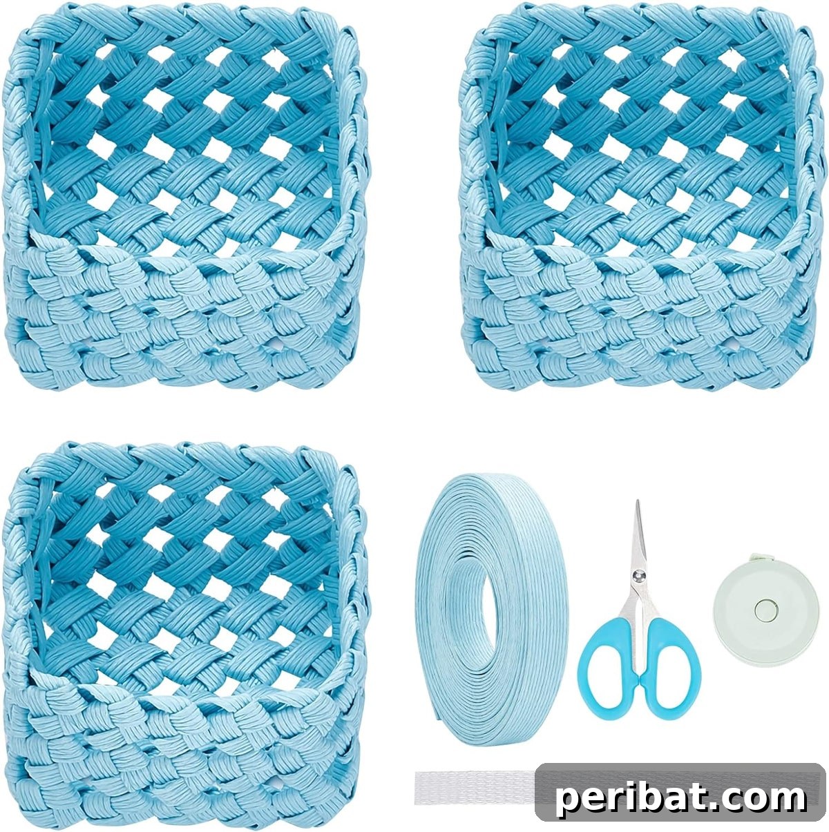 20 Creative DIY Basketry Projects & Kits 17 three paper rattan woven baskets and tools