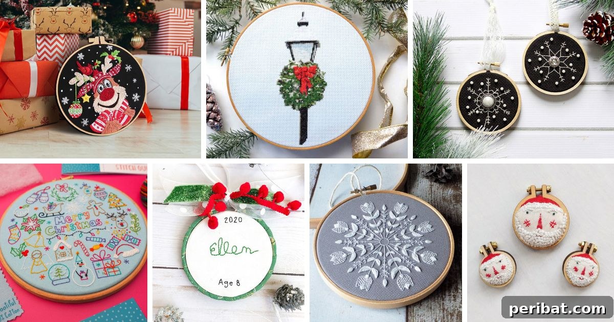 Stitch Your Way to a Merry Christmas: 48 DIY Embroidery Designs 2 A collection of festive Christmas embroidery projects featuring various holiday motifs like snowmen, trees, and classic decorations.