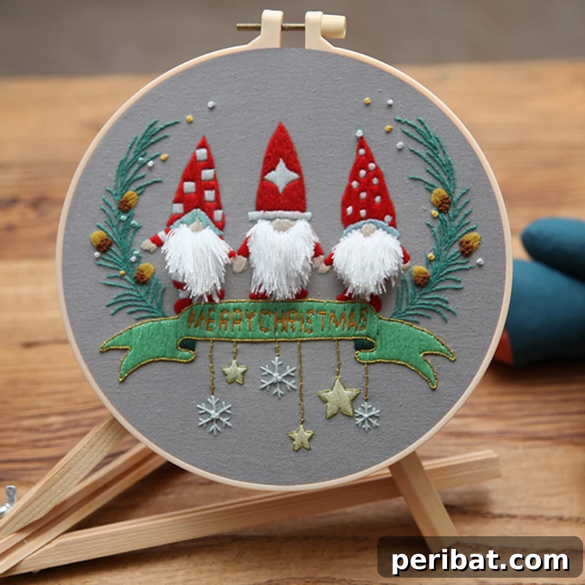 Stitch Your Way to a Merry Christmas: 48 DIY Embroidery Designs 46 Charming gnome-themed embroidery kits featuring delightful Christmas patterns, perfect for holiday crafting.
