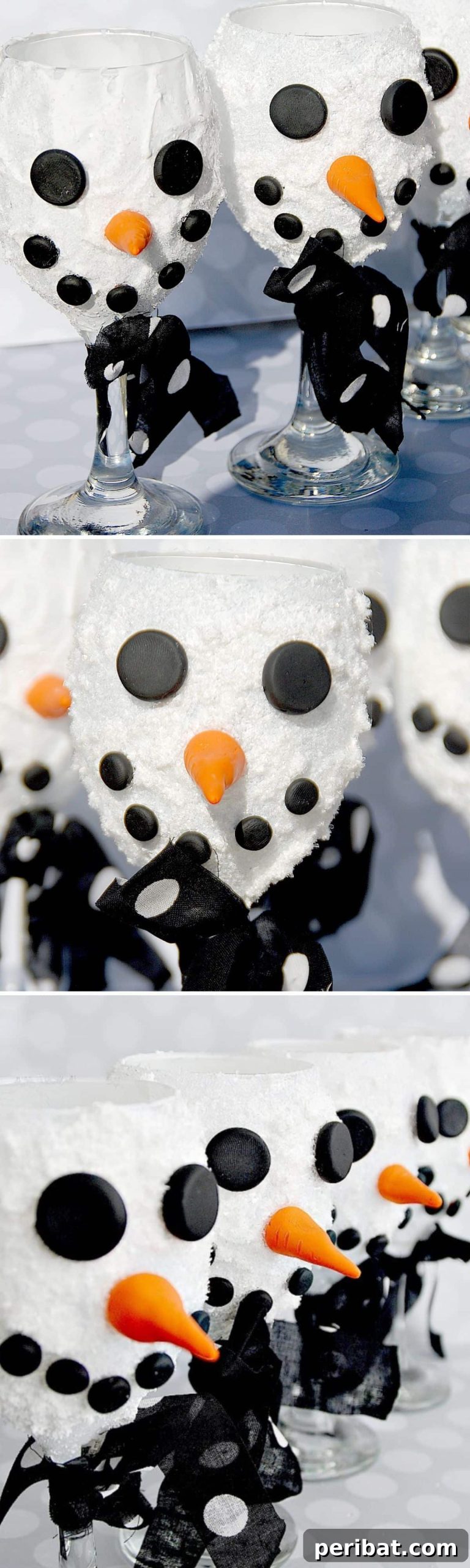Sip and Sparkle: 5 Festive Wine Glass Painting Ideas for Christmas 4 Adorable DIY Snowman Votives crafted from inverted wine glasses, illuminating a cozy and festive atmosphere with LED lights for Christmas decor.