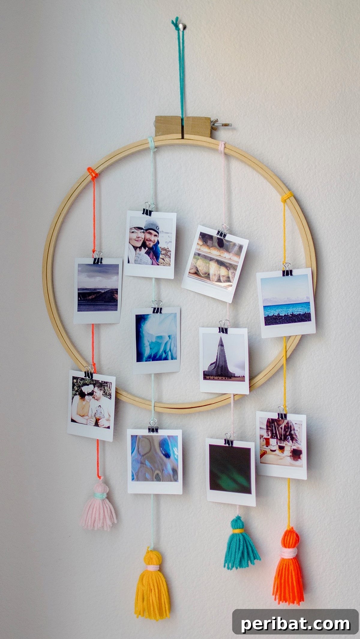 43 Creative DIY Photo Display Solutions 12 tasseled photo wall hanger